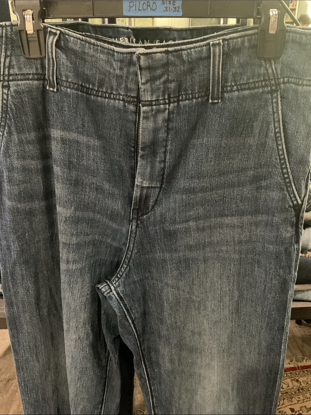 Pilcro Wide Leg High-Rise Jeans in Blue Denim - Picture 4 of 6
